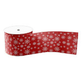Modern Red & White Snowflake Christmas Holiday Ripsband (Spule)