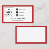 Modern Red White Social Media Visitenkarte (Vorne/Hinten)