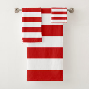 Modern Red White Stripes Geometrisches Muster Badhandtuch Set