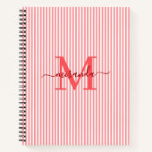 Modern Red & White Stripes Monogram Name Notizblock (Vorderseite)