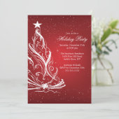 Modern Red & White Weihnachtsfeier Einladung (Stehend Vorderseite)