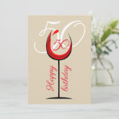 Modern Red Wine Glass 50. Geburtstagskarte (Stehend Vorderseite)
