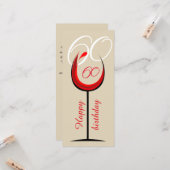 Modern Red Wine Glass Script 60. Geburtstag Karte (Vorderseite/Rückseite Beispiel)
