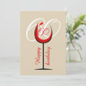 Modern Red Wine Glass Script 60. Geburtstag Karte (Stehend Vorderseite)
