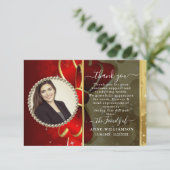 Modern Red Wrap Beerdigung Danke Karte (Stehend Vorderseite)