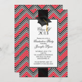 Modern Red Zickzack Graduation Party 2013 Einladung (Vorne/Hinten)