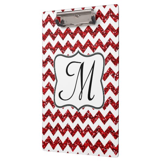 Modern Red Zickzack Monogram Initial Clip Board Klemmbrett (Links)