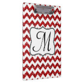 Modern Red Zickzack Monogram Initial Clip Board Klemmbrett (Rechts)