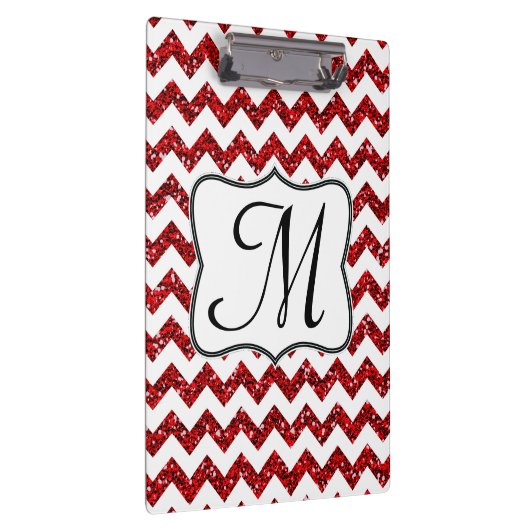 Modern Red Zickzack Monogram Initial Clip Board Klemmbrett (Rechts)