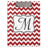 Modern Red Zickzack Monogram Initial Clip Board Klemmbrett (Vorderseite)