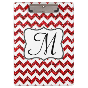 Modern Red Zickzack Monogram Initial Clip Board Klemmbrett