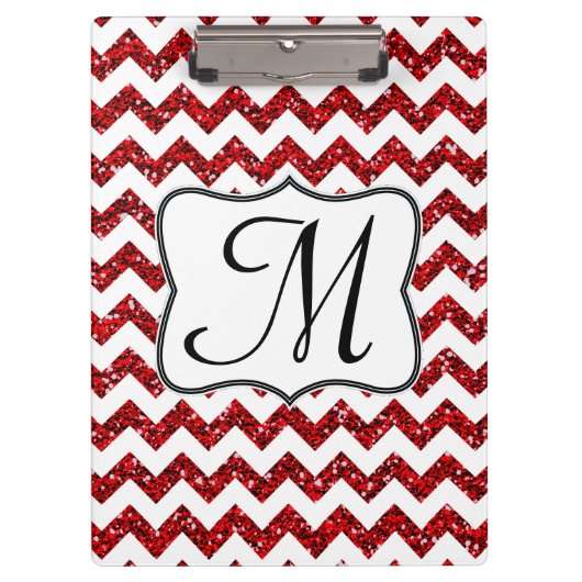 Modern Red Zickzack Monogram Initial Clip Board Klemmbrett (Vorderseite)