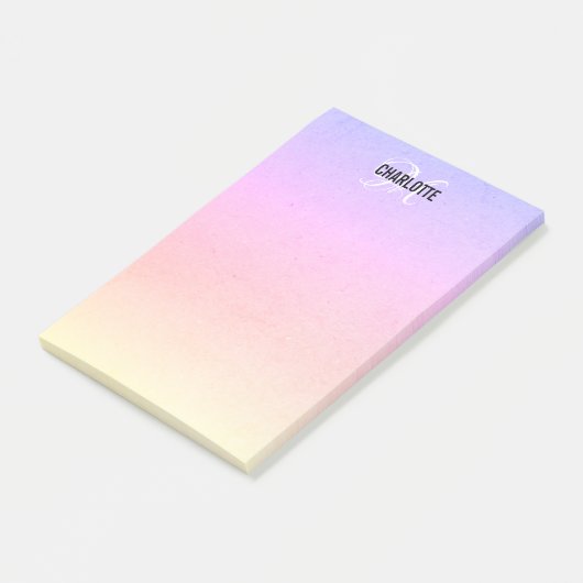 Modern Regenbogenmonogramm  Post-it Klebezettel (angewinkelt)