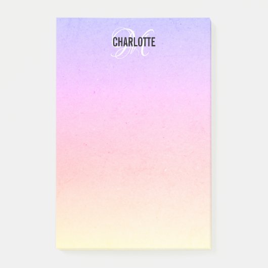 Modern Regenbogenmonogramm Post-it Klebezettel (Vorderseite)