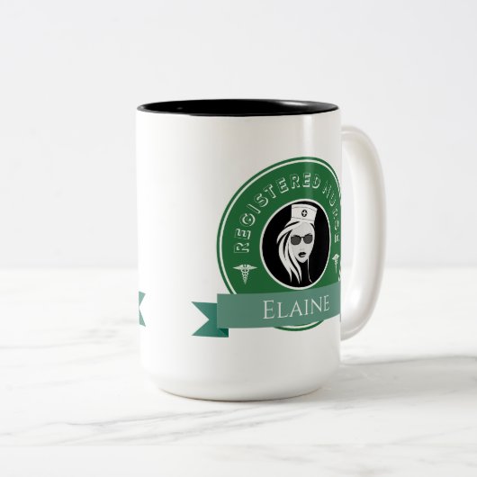 Modern Registered Nurse RN Personalisiert Abzeiche Zweifarbige Tasse (VorderseiteRechts)