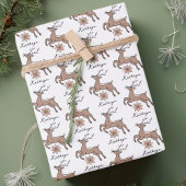 Modern Reindeer Pattern Personalized Christmas Geschenkpapier Set