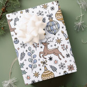 Modern Reindeer Pattern Personalized Christmas Geschenkpapier Set