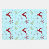 Modern Reindeer & Snowflake Gift Wrap Set Geschenkpapier Set (Vorderseite 3)