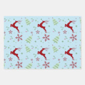 Modern Reindeer & Snowflake Gift Wrap Set Geschenkpapier Set (Vorderseite 2)
