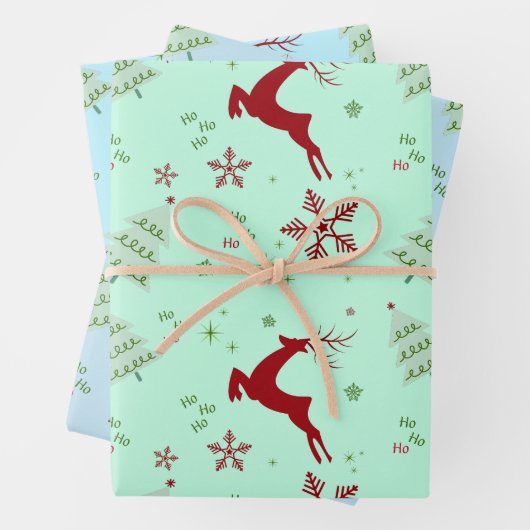 Modern Reindeer & Snowflake Gift Wrap Set Geschenkpapier Set (Beispiel)
