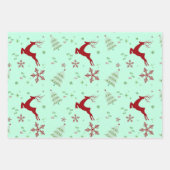 Modern Reindeer & Snowflake Gift Wrap Set Geschenkpapier Set (Vorderseite)