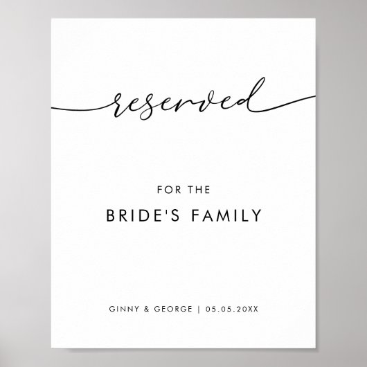 Modern reserviert für das Hochzeitszeichen einer B Poster (Vorne)