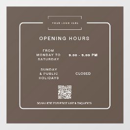 Modern Retail Business Opening Hours  Window cling Fensteraufkleber
