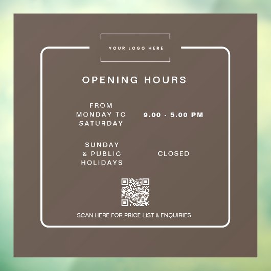 Modern Retail Business Opening Hours Window cling Fensteraufkleber (Blatt 3)