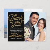 Modern Reto Gold Vielen Dank für Ihr Hochzeitsstip Postkarte (Vorne/Hinten)