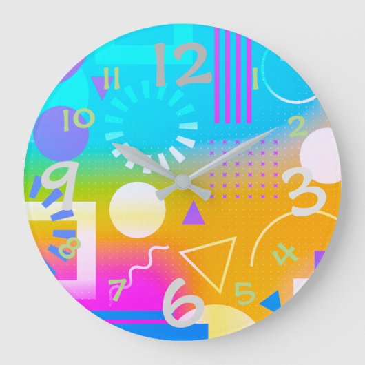 Modern Retro 80's design wall Clock Große Wanduhr (Vorderseite)