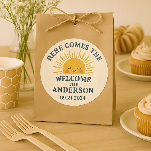 Modern Retro Baby Shower Customizable Sticker