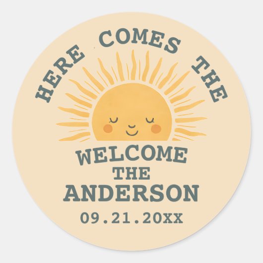 Modern Retro Baby Shower Customizable Sticker  (Vorderseite)