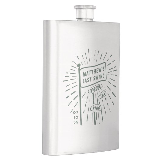 Modern Retro Bachelor Party Last Swing Golf Green Flachmann (Rechts)