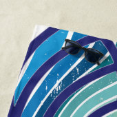 Modern Retro Blue Water Polo Swim Monogram Strandtuch (Beispiel)