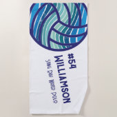 Modern Retro Blue Water Polo Swim Monogram Strandtuch (Vorderseite)