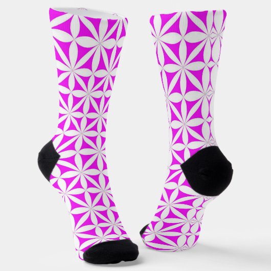 Modern/Retro-Blume in Hot-Pink Socken (Gewinkelt)