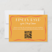 Modern Retro Bold Orange QR Code Wedding RSVP Card (Vorderseite)