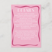 Modern Retro Bold Vibrant Pink Wedding Details Begleitkarte (Vorderseite)