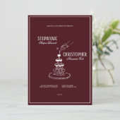 Modern Retro Burgundy Wedding Invitation Einladung (Stehend Vorderseite)