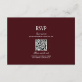 Modern Retro Burgundy Wedding QR Code RSVP Begleitkarte (Vorderseite)
