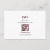 Modern Retro Burgundy Wedding QR Code RSVP Begleitkarte (Vorderseite)