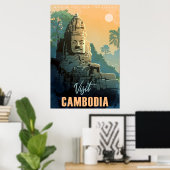 Modern Retro Cambodian Travel Poster (Heimbüro)