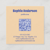 Modern Retro Checkerboard Qr Code Quadratische Visitenkarte (Rückseite)