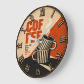 Modern Retro Coffee Große Wanduhr (Winkel)