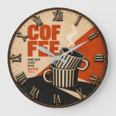 Modern Retro Coffee Große Wanduhr (Vorderseite)