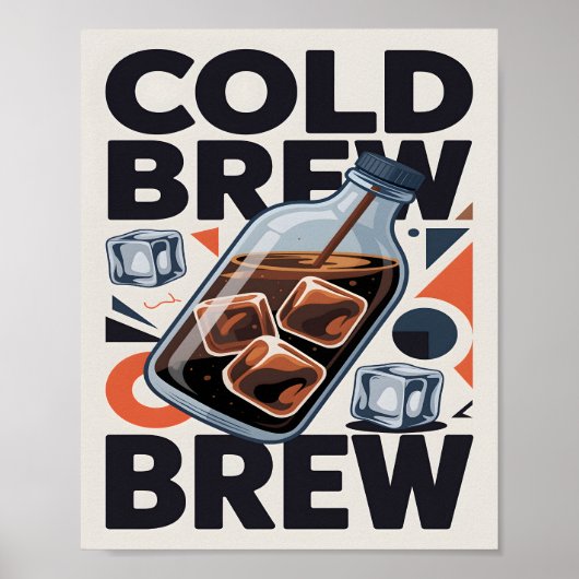 Modern Retro Cold Brew Coffee Art Print Poster (Vorne)