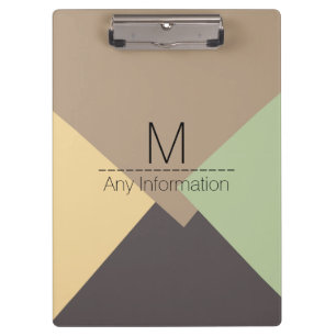 Modern Retro Color Geometric Muster Monogram #10 Klemmbrett