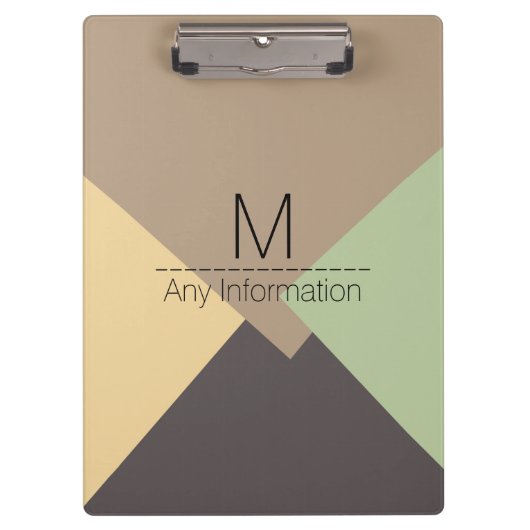 Modern Retro Color Geometric Muster Monogram #10 Klemmbrett (Vorderseite)