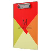 Modern Retro Color Geometric Muster Monogram #3 Klemmbrett (Links)
