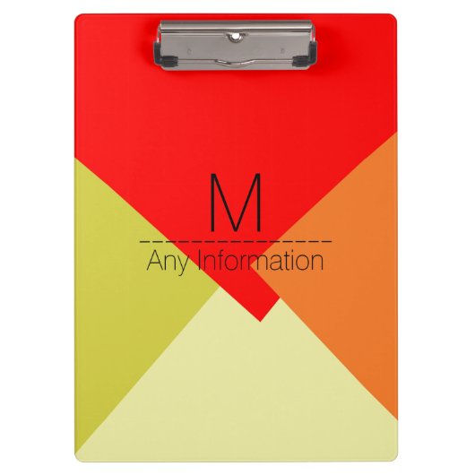 Modern Retro Color Geometric Muster Monogram #3 Klemmbrett (Vorderseite)